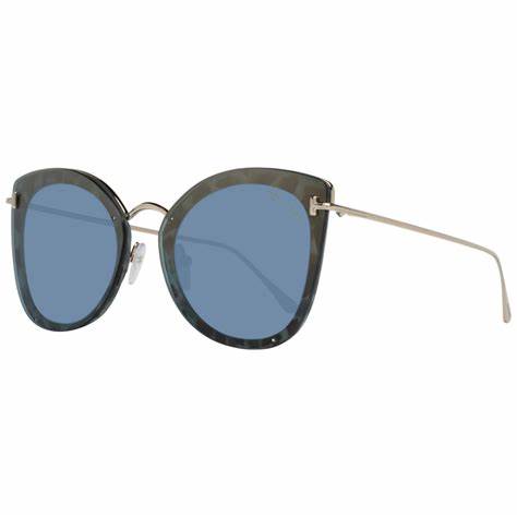 Tom Ford FT0657 55X Occhiali da sole da donna - Montatura blu chiaro lucido, lenti flash oro blu sfumato