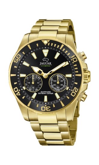 JAGUARJaguar Men's Swiss Hybrid Watch - Model J899/3, Gold - Tone Stainless Steel, Black Dial, Smart FeaturesWATCHESEcecile