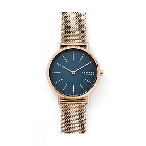 SKAGEN DENMARKSkagen Signatur Lille SKW2837 Women's Watch - Rose Gold Mesh Bracelet, Blue DialWATCHESEcecile