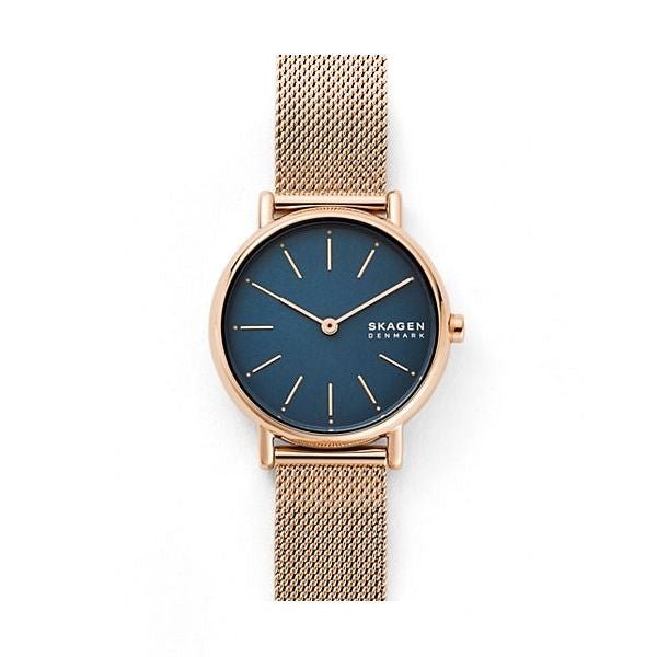 SKAGEN DENMARKSkagen Signatur Lille SKW2837 Women's Watch - Rose Gold Mesh Bracelet, Blue DialWATCHESEcecile
