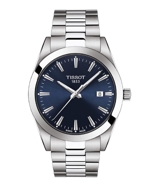 TISSOTTissot Gentleman T127.410.11.041.00 Men's 40mm Quartz Watch – Blue Dial, Stainless Steel Bracelet, Date DisplayWATCHESEcecile