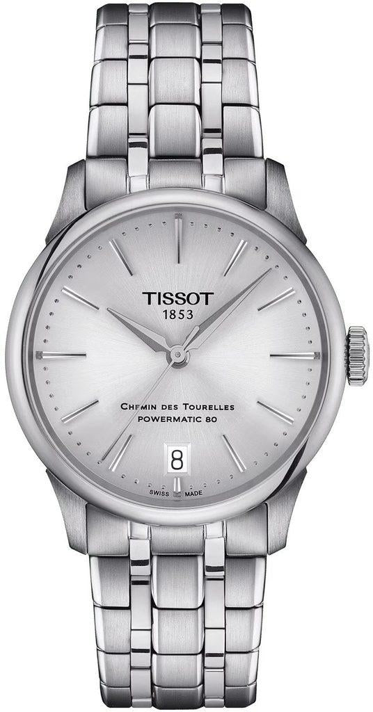 TISSOTTissot Chemin des Tourelles Powermatic 80 Women's Watch T1392071103100 - 34mm Stainless Steel, Silver DialWATCHESEcecile