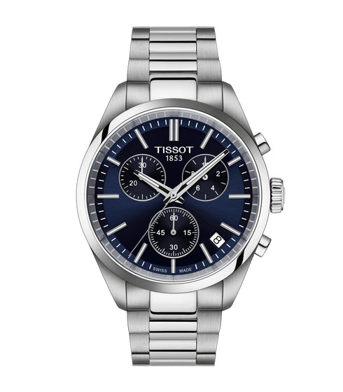 TISSOTTissot PR 100 Chronograph T150.417.11.041.00 Men's 40mm Quartz Watch – Blue Dial, Stainless Steel Bracelet, Date DisplayWATCHESEcecile