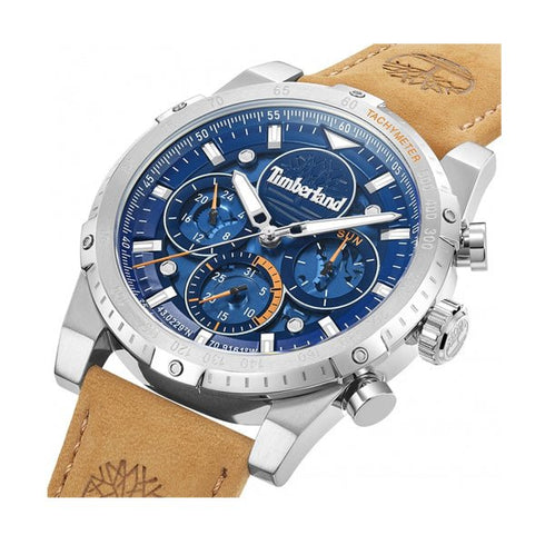 TIMBERLANDTimberland Sherbrook TDWGF0009404 Men's 45mm Blue Dial Quartz Watch – Brown Leather StrapWATCHESEcecile