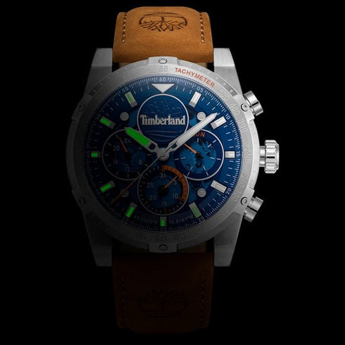 TIMBERLANDTimberland Sherbrook TDWGF0009404 Men's 45mm Blue Dial Quartz Watch – Brown Leather StrapWATCHESEcecile