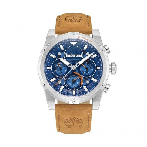 TIMBERLANDTimberland Sherbrook TDWGF0009404 Men's 45mm Blue Dial Quartz Watch – Brown Leather StrapWATCHESEcecile