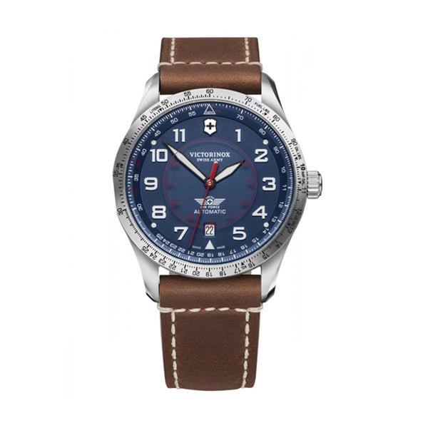 VICTORINOXVictorinox Airboss Mechanical Men's Watch V241887 – Blue Dial, Brown Leather StrapWATCHESEcecile