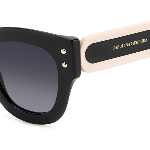 Carolina Herrera HER 0222/S 3H2-9O 47 Women's Sunglasses - Black & Pink Frame, Grey Gradient Lenses