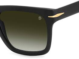 David Beckham DB 7000/S FLAT 003-9K 54 Sunglasses - Matte Black Frame, Green Lenses