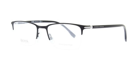 BOSS 1007/IT 003 Men's Eyeglasses - Matte Black Frame, Semi-Rimless Design