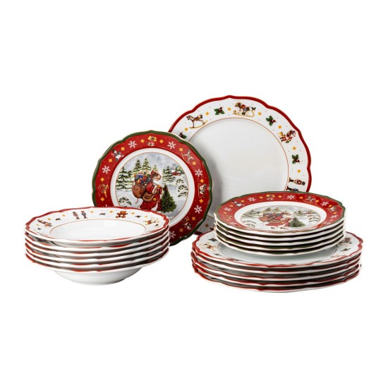 Hutschenreuther Happy Wintertime Set of 18 Plates Red