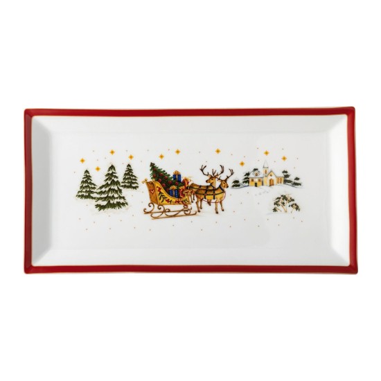 Hutschenreuther Happy Wintertime Set of 6 Angular Platters Red