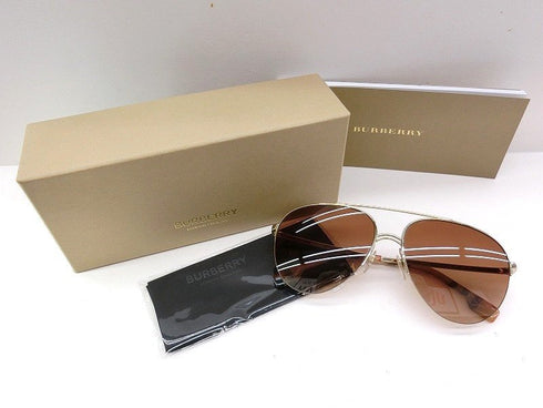 Burberry Ferry BE3113 1109/13 Women's Sunglasses - Light Gold Frame, Brown Gradient Lenses