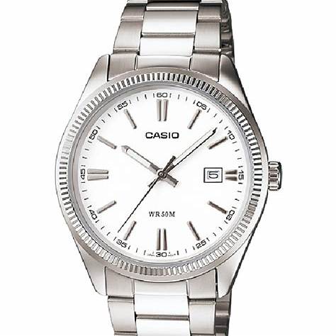 Casio MTP-1302D-7A1VDF Herren Analog Uhr – Weißes Zifferblatt mit Edelstahlarmband