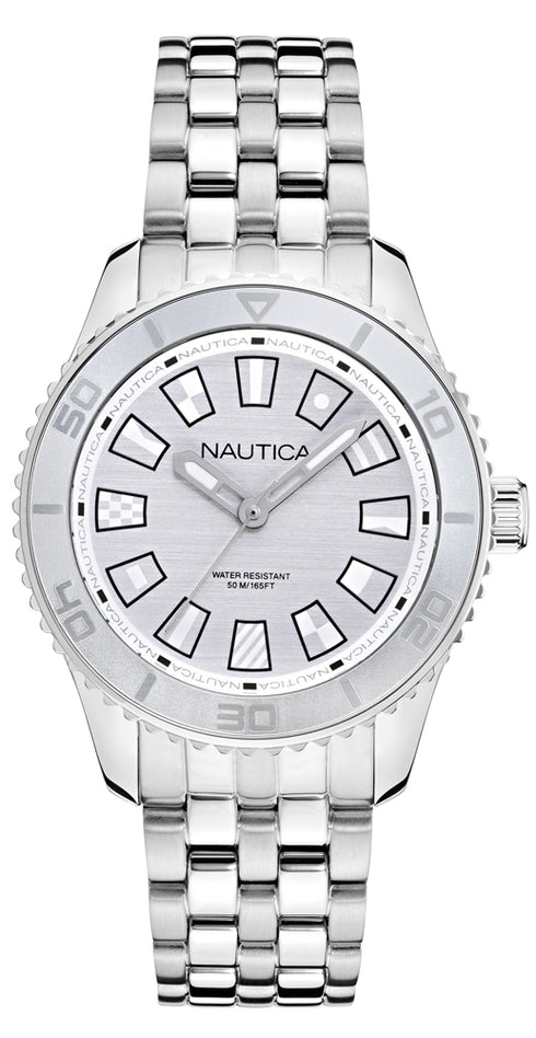 Nautica NAPPBS024 Women's Quartz Watch - Silver Dial, Stainless Steel Bracelet