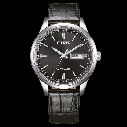 Citizen NY4058-01E Automatic Men's Watch - Black Dial, Leather Strap