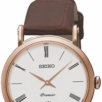 Seiko Premier SXB436P1 Women's Quartz Watch - Rose Gold Case, White Dial