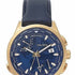 Nautica NAPSHG002 Men's World Time Watch - Blue Dial, Rose Gold-Tone Case, Blue Leather Strap