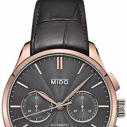 Mido Belluna II M0244273606100 Orologio automatico da uomo - Quadrante nero, cinturino in pelle marrone