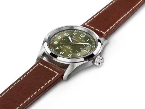Hamilton Khaki Field Auto H70455560 – 38mm Green Dial, Leather Strap, 80h Power