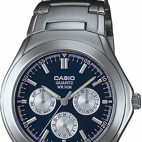 Casio MTP-1247D-2AVDF Herrenuhr - Blaues Zifferblatt, Edelstahlarmband