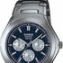 Casio MTP-1247D-2AVDF Herrenuhr - Blaues Zifferblatt, Edelstahlarmband