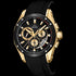 Jaguar Men's Swiss Quartz Chronograph Watch - Model J691/2, Gold PVD Stainless Steel Case, Black Dial, Black Rubber Strap