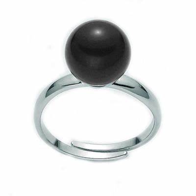 Miluna LID3003 Women's Sterling Silver Ring with Black Onyx Sphere