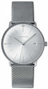 Junghans Max Bill Quarzo 041/4463.46 Orologio da uomo - Quadrante argento 38 mm, bracciale a maglie in acciaio inossidabile