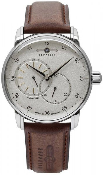Zeppelin 8662-1 New Captain's Line Men's Automatic Watch – Silver Dial, Brown Leather Strap