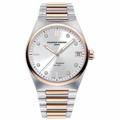 Frederique Constant Highlife Ladies Quartz FC-240VD2NH2B – Silver Dial, Diamond Markers, Two-Tone Rose Gold Bracelet