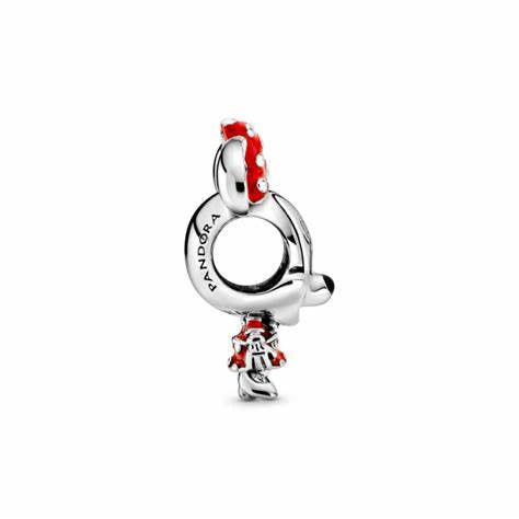 Pandora 798880C02 Charm Disney Minnie Mouse con abito e fiocco a pois - Argento con smalto rosso e nero