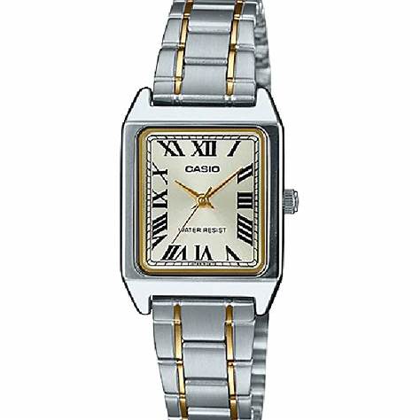 Casio LTP-V007SG-9BUDF Women's Watch - Beige Dial, Two-Tone Stainless Steel Band