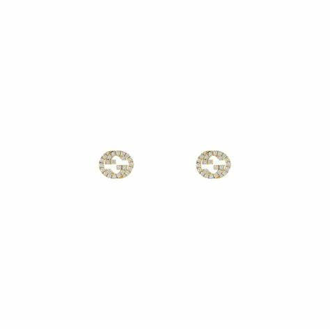 Gucci Interlocking G 18ct Yellow Gold Diamond Stud Earrings - YBD729408002