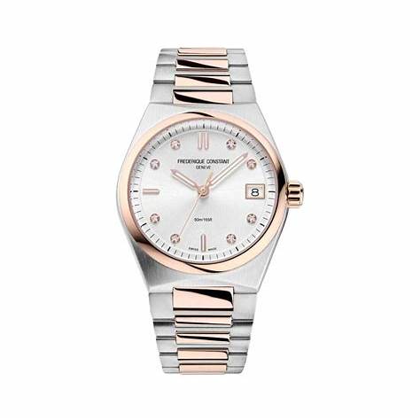 Frederique Constant Highlife Ladies Quartz FC-240VD2NH2B – Silver Dial, Diamond Markers, Two-Tone Rose Gold Bracelet