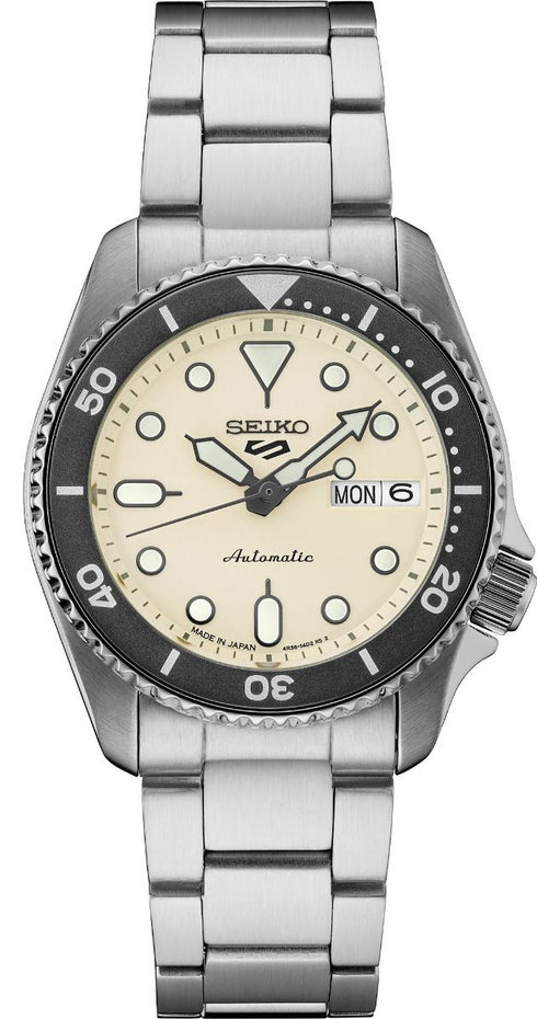 Seiko 5 Sports SRPK31K1 Men's Automatic Watch - 38mm Stainless Steel, Cream Dial