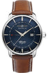 Zeppelin Atlantic Timezone GMT 8442-3 Men's Watch - Blue Dial, Brown Leather Strap