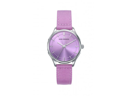 Mark Maddox MC1000-97 Women's Analog Quartz Watch - Purple Dial, Nylon Strap