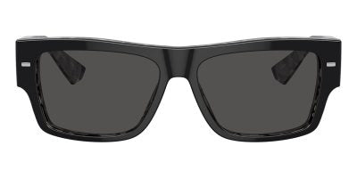 Dolce & Gabbana DG4451 3403/87 Men's Sunglasses - Black on Grey Havana Frame, Dark Grey Lenses