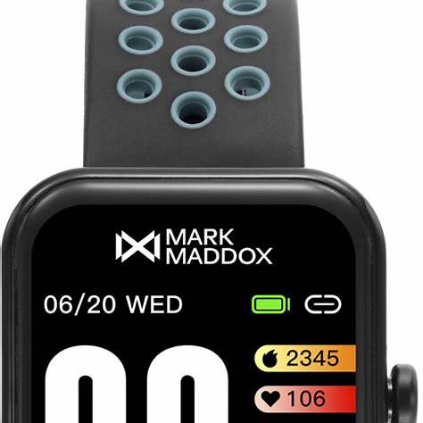 : Mark Maddox HS2000-50 Unisex Smartwatch - Black Polycarbonate Case, Black and Green Silicone Strap