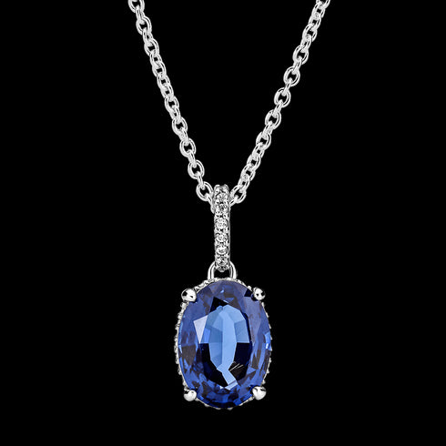 PANDORAPandora 390055C01 - 45 Sparkling Halo Pendant Necklace – Sterling Silver, Blue Crystal, 45cmBIJOUXEcecile