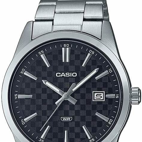 Casio MTP-VD03D-1AUDF Men's Watch - Black Dial, Stainless Steel Bracelet