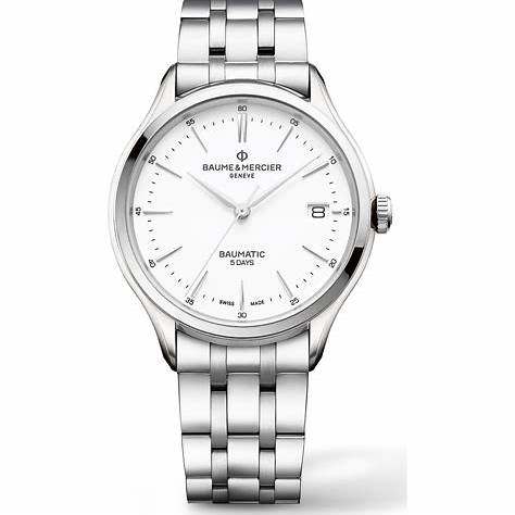 Baume & Mercier Clifton Baumatic M0A10400 Reloj automático para hombre - Esfera blanca, brazalete de acero