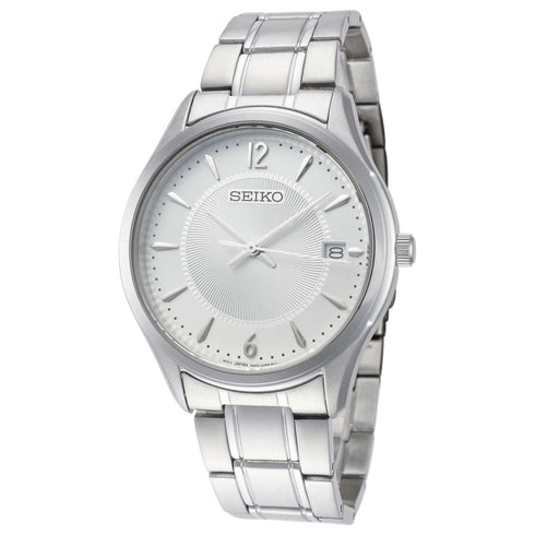 Seiko SUR417P1 Orologio da uomo - Acciaio inossidabile, quadrante bianco, 39 mm