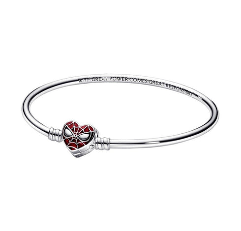 PANDORAPandora Moments Marvel Spider - Man Mask Clasp Bangle 592324C01 - 17 - Sterling Silver, Red Enamel DetailsBIJOUXEcecile