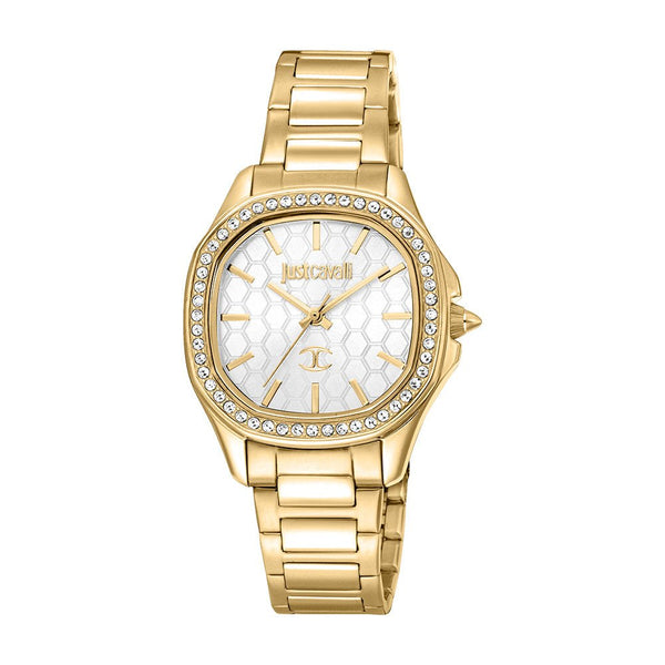 JUST CAVALLIJust Cavalli Glam Chic JC1L263M0055 Women's 33mm Quartz Watch – Gold - Tone Stainless Steel, Silver Dial, 5 ATM Water ResistanceWATCHESEcecile