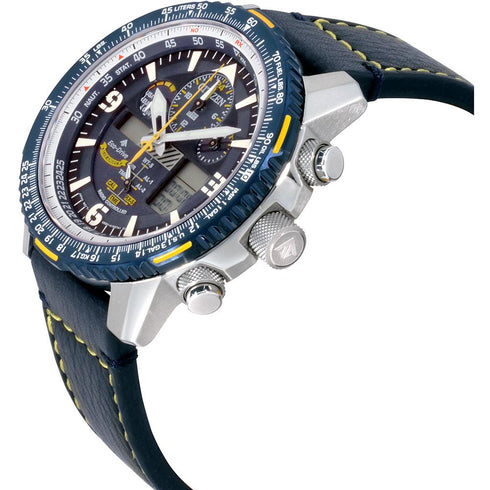 Citizen Promaster Skyhawk A-T JY8078-01L Blue Angels Men's Watch - Stainless Steel, Blue Leather Strap