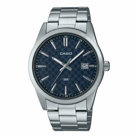 Casio MTP-VD03D-2AUDF Herrenuhr - Blaues Zifferblatt, Edelstahlarmband