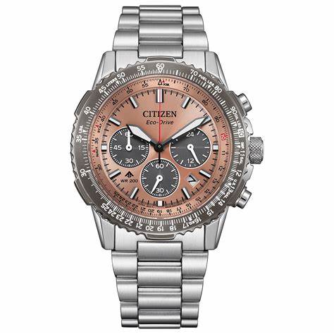 Citizen Promaster CA4664-60X Men's Salmon Dial Chronograph Watch – 40mm, Eco-Drive, 200M WR