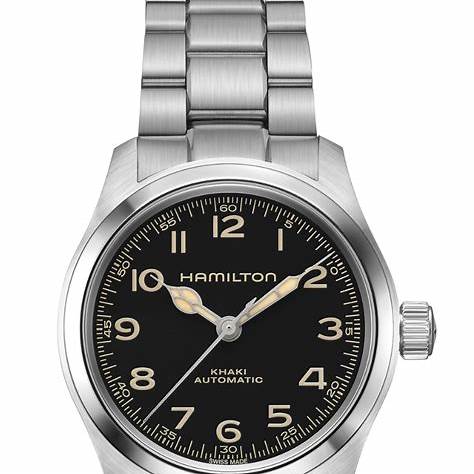 Hamilton Khaki Field Murph Auto H70405130 - Acciaio inossidabile 38 mm, quadrante nero, bracciale in acciaio inossidabile